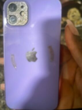 Apple Purple iPhone 12 unlocked with Rhinestone Camera Accent